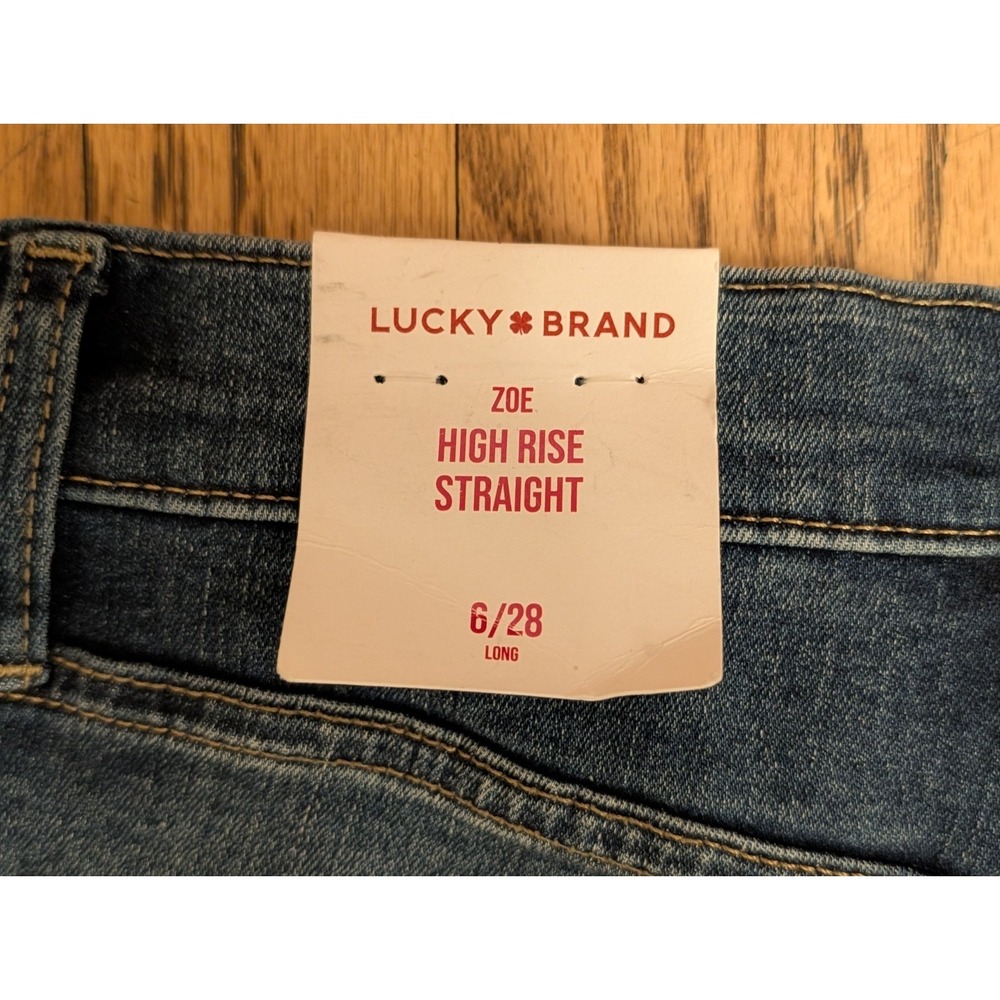 Lucky Brand Zoe High Rise Straight Dark Wash Raw Hem Women's Jeans 6/28 Long - Picture 5 of 16